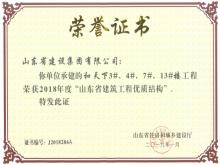 和天下3#、4#、7#、13#樓獲2018年度“山東省建筑工程優(yōu)質(zhì)結(jié)構(gòu)”